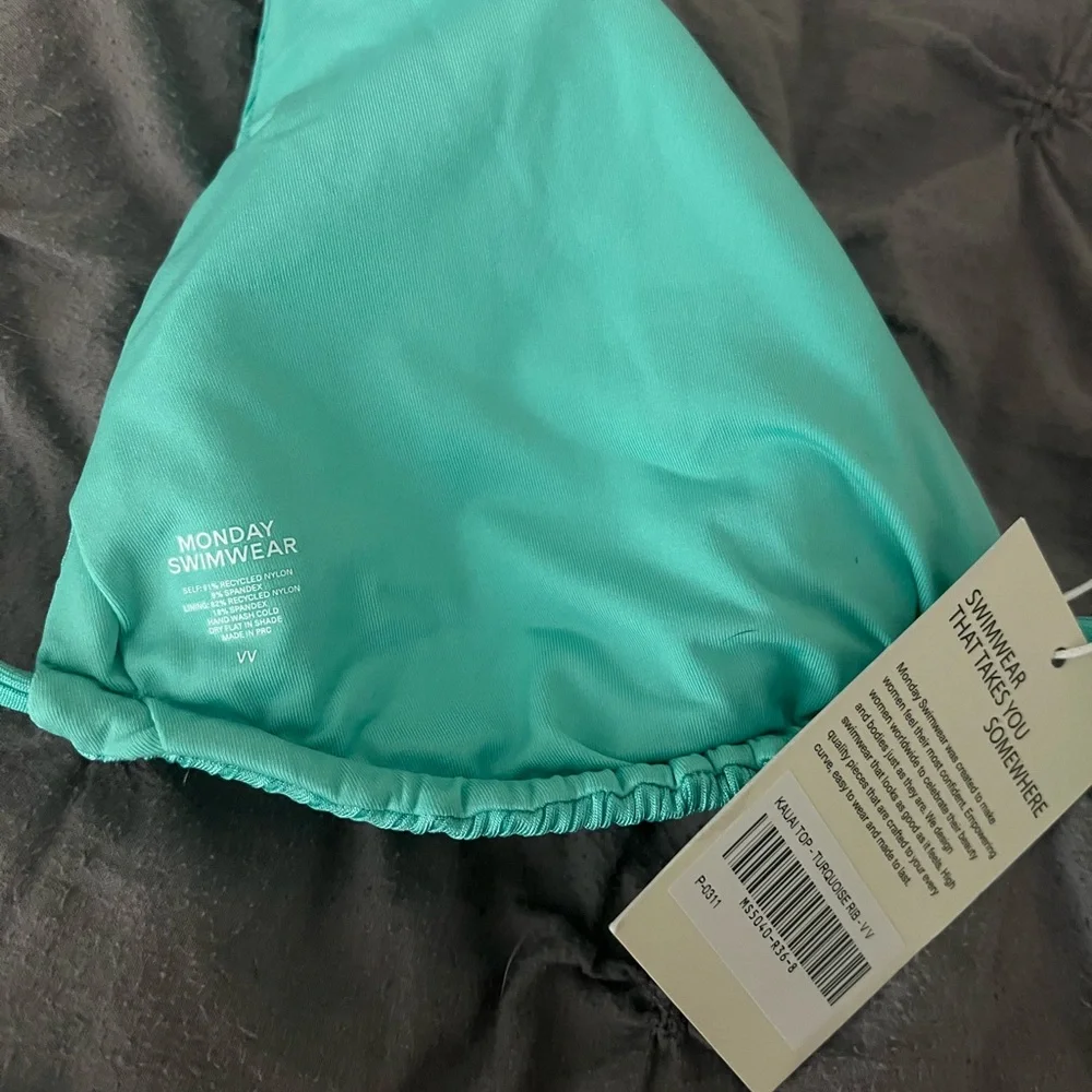 Monday Swimwear Ribbed Teal Triangle Bikini Set